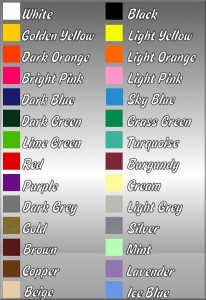 colour_chart Vinyl Colours available from Decalarama